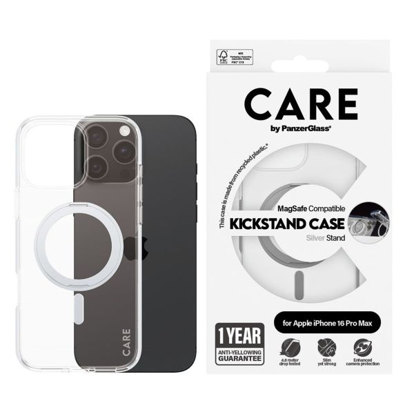 PanzerGlass Coque CARE Kickstand MagSafe iPhone 16 Pro Max - Argent