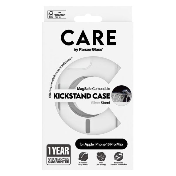 PanzerGlass Coque CARE Kickstand MagSafe iPhone 16 Pro Max - Argent