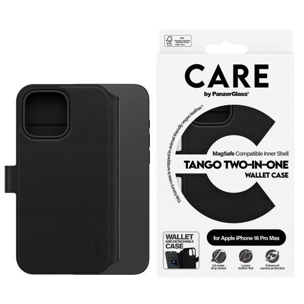 PanzerGlass Étui de téléphone portefeuille CARE Tango 2-en-1 avec MagSafe iPhone 16 Pro Max - Noir