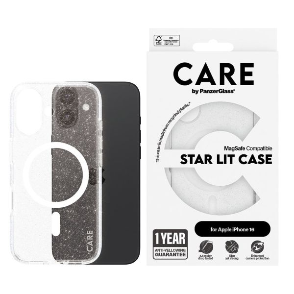 PanzerGlass Coque CARE Star Lit avec MagSafe iPhone 16 - Blanc