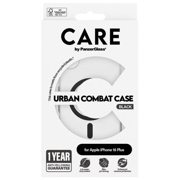 PanzerGlass Coque CARE Urban Combat MagSafe iPhone 16 Plus - Transparent / Noir