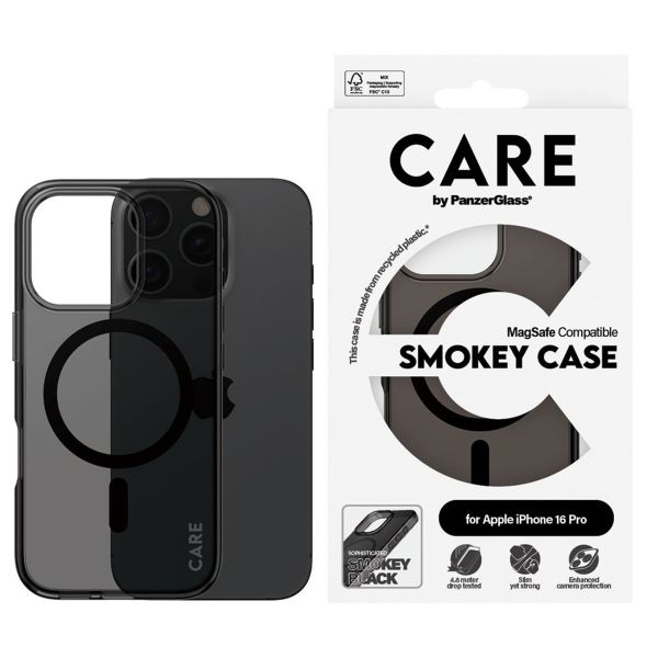 PanzerGlass Coque CARE Smokey Urban Combat MagSafe iPhone 16 Pro - Noir