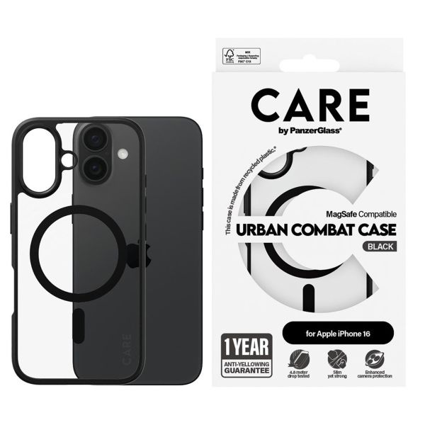 PanzerGlass Coque CARE Urban Combat MagSafe iPhone 16 - Noir