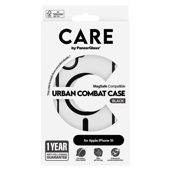 PanzerGlass Coque CARE Urban Combat MagSafe iPhone 16 - Noir