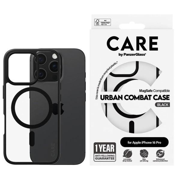 PanzerGlass Coque CARE Urban Combat MagSafe iPhone 16 Pro - Noir