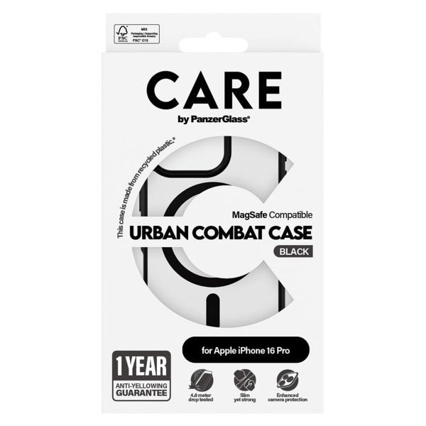 PanzerGlass Coque CARE Urban Combat MagSafe iPhone 16 Pro - Noir