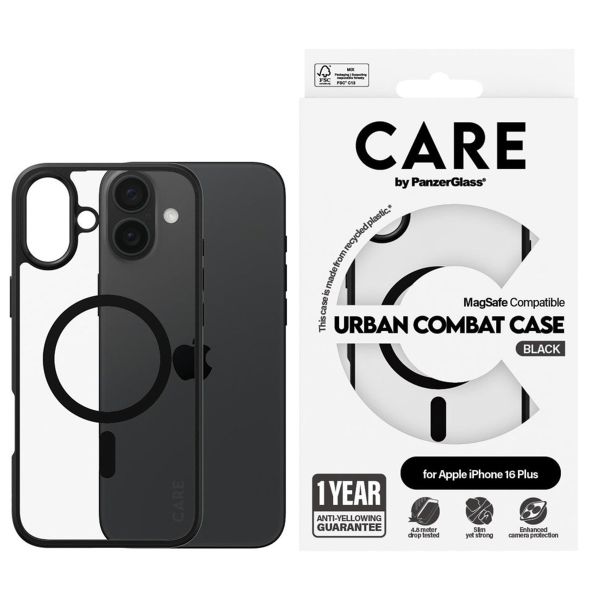 PanzerGlass Coque CARE Urban Combat MagSafe iPhone 16 Plus - Noir