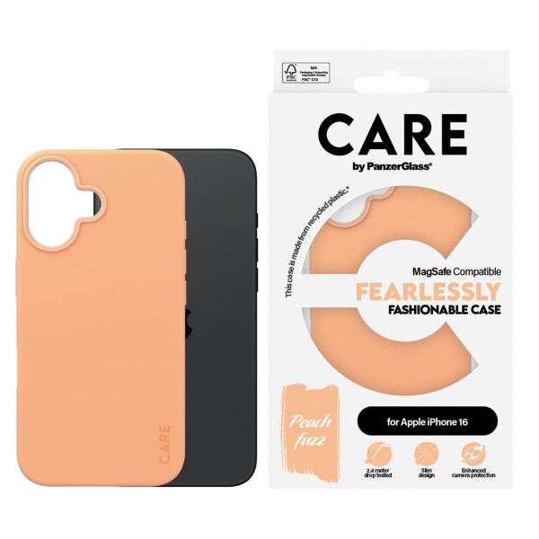 PanzerGlass Coque CARE Fashion MagSafe iPhone 16 - Peachy