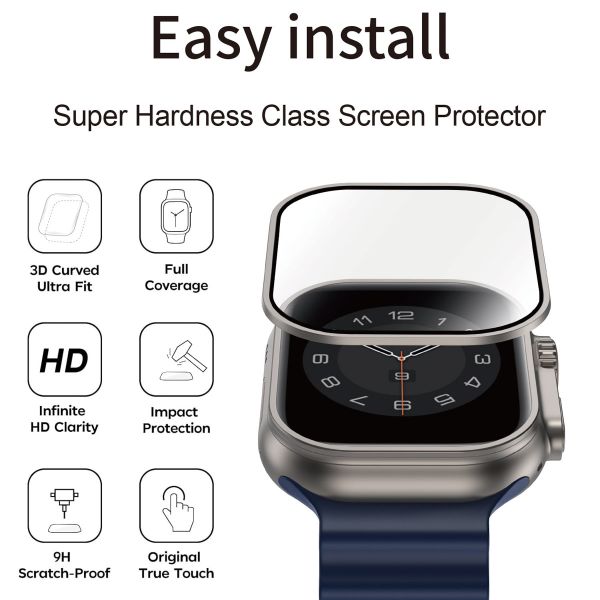 WiWu Protecteur d'écran avec bord en verre trempé Easy Install Apple Watch Series 4-6 / SE - 44 mm - Argent