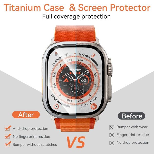 WiWu Protecteur d'écran avec bord en verre trempé Easy Install Apple Watch Series 7-9 - 45 mm - Noir