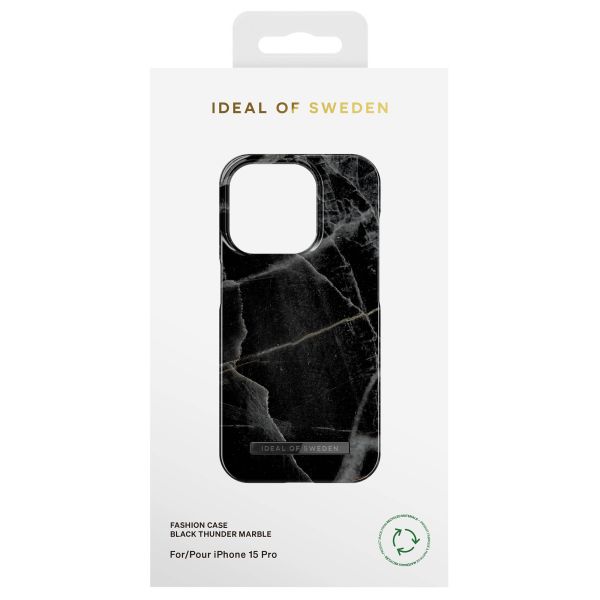 iDeal of Sweden Coque Fashion iPhone 15 Pro - Black Thunder Marble