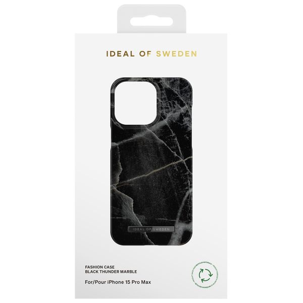 iDeal of Sweden Coque Fashion iPhone 15 Pro Max - Black Thunder Marble