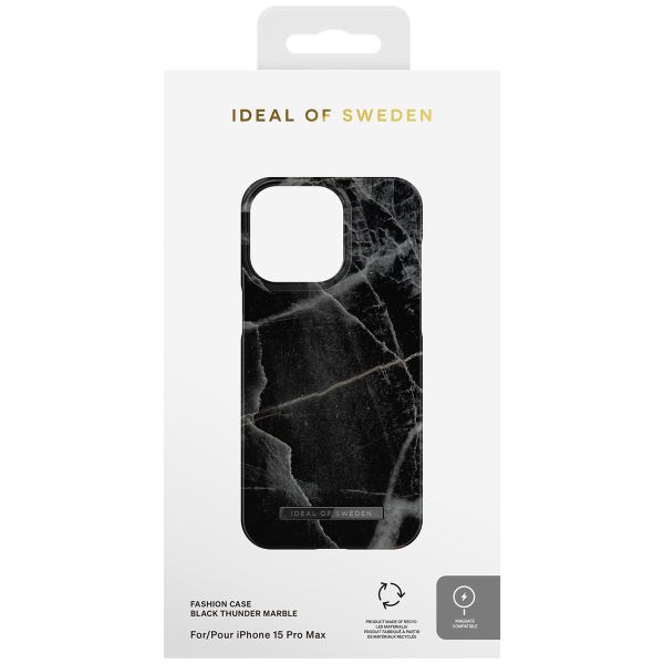 iDeal of Sweden Coque Fashion MagSafe iPhone 15 Pro Max - Black Thunder Marble
