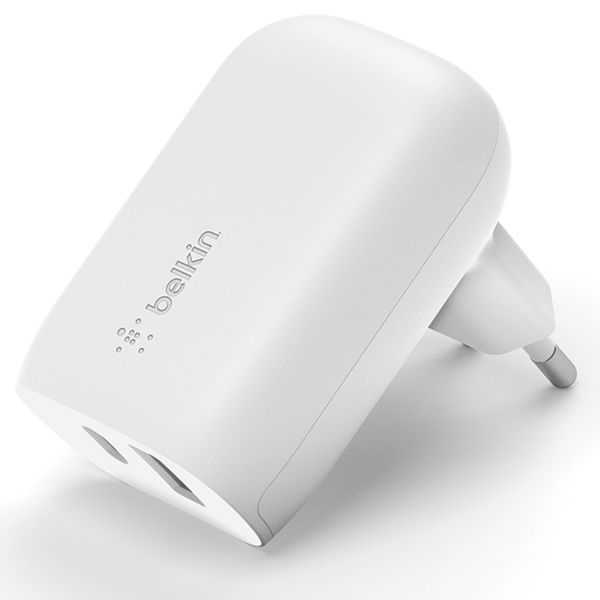 Belkin ﻿Chargeur mural Boost↑Charge™ Dual USB-C (25 W) et Chargeur mural USB-A (12W) - 37 W - Blanc