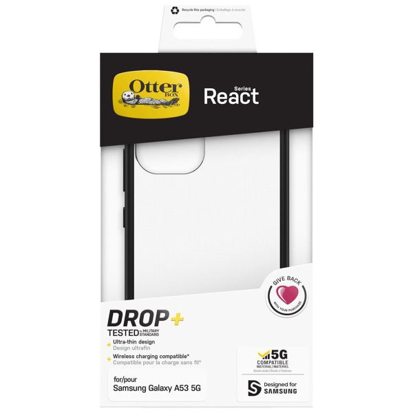 OtterBox Coque arrière React Samsung Galaxy A53 - Transparent / Noir