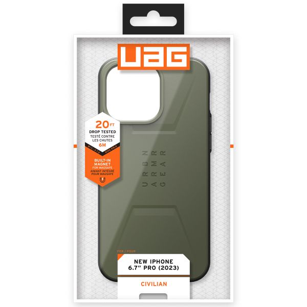 UAG Coque Civilian MagSafe iPhone 15 Pro Max - Olive Drab