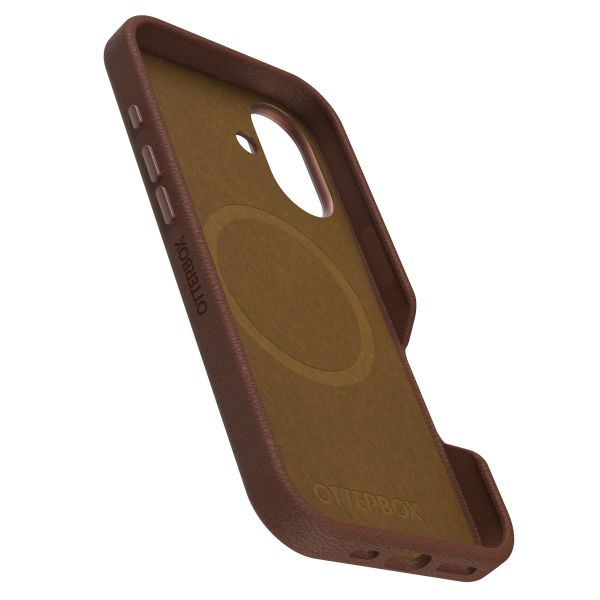 OtterBox Coque en cuir de cactus Symmetry MagSafe iPhone 16 - Rich Adobe Brown