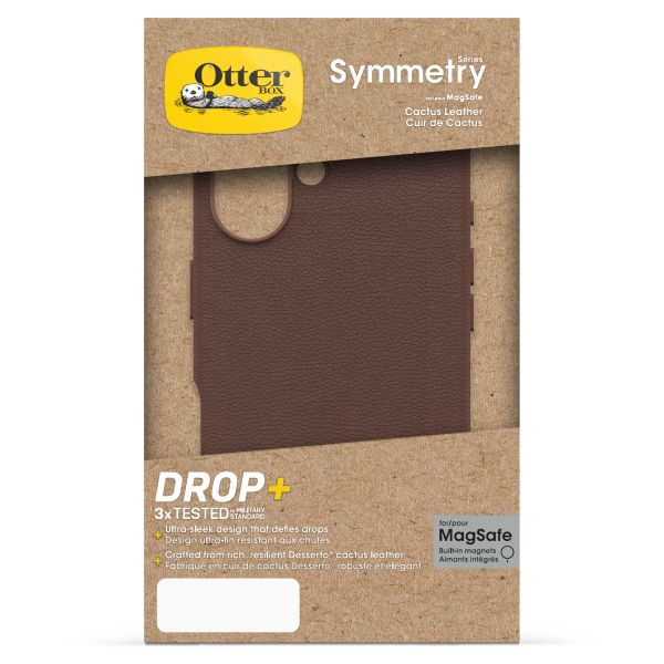 OtterBox Coque en cuir de cactus Symmetry MagSafe iPhone 16 - Rich Adobe Brown