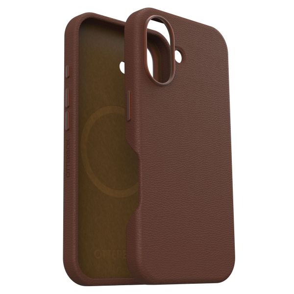 OtterBox Coque en cuir de cactus Symmetry MagSafe iPhone 16 - Rich Adobe Brown