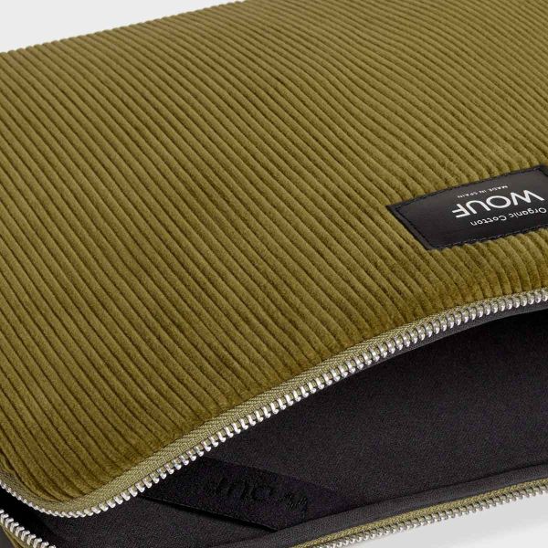 Wouf Corduroy - Pochette ordinateur 13-14 pouces - Olive