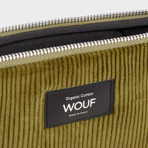 Wouf Corduroy - Pochette ordinateur 13-14 pouces - Olive