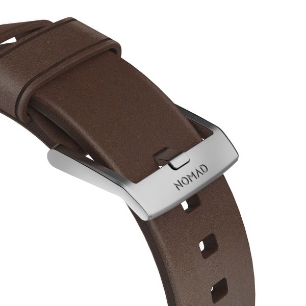 Nomad Bracelet en cuir moderne Apple Watch Series 1-9 / SE - 38/40/41 mm / Series 10 - 42 mm - Marron/Argent