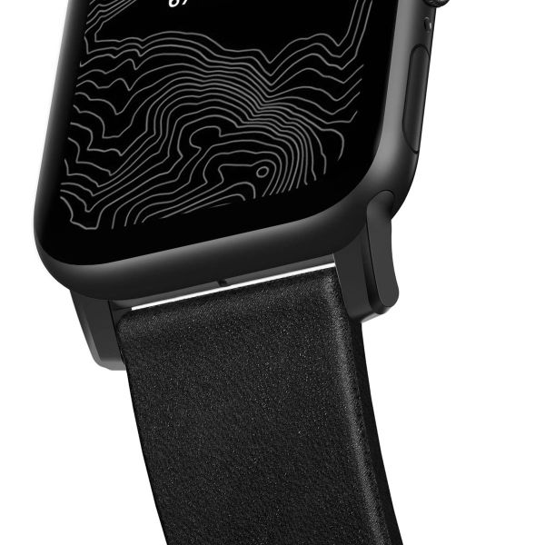 Nomad Bracelet en cuir moderne Apple Watch Series 1-10 / SE / Ultra (2) - 42/44/45/46/49 mm - Noir/Noir