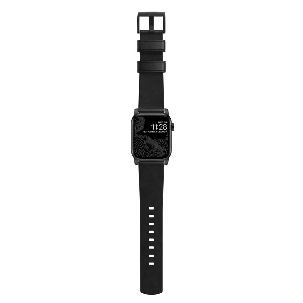 Nomad Bracelet en cuir moderne Apple Watch Series 1-10 / SE / Ultra (2) - 42/44/45/46/49 mm - Noir/Noir