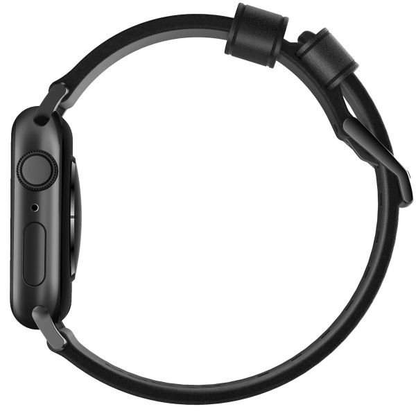 Nomad Bracelet en cuir moderne Apple Watch Series 1-10 / SE / Ultra (2) - 42/44/45/46/49 mm - Noir/Noir