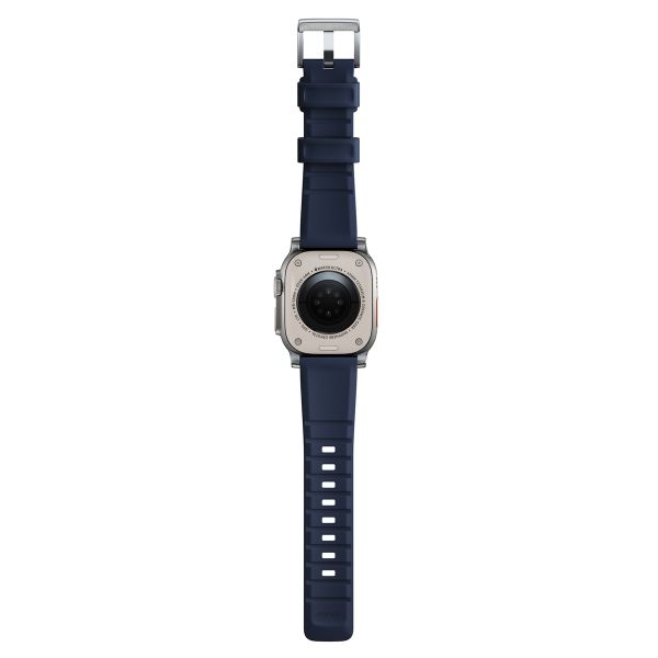 Nomad Bracelet robuste FKM Apple Watch Series 1-9 / SE / Ultra (2) - 42/44/45/49 mm - Argent/Bleu