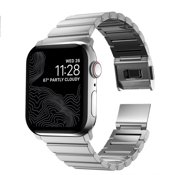 Nomad Bracelet à maillons magnétiques en acier Apple Watch Series 1-10 / SE / Ultra (2) - 42/44/45/46/49 mm - Argent