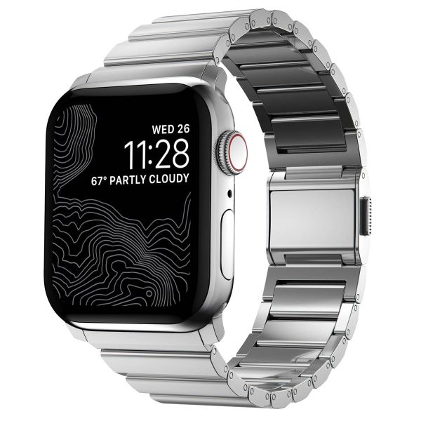 Nomad Bracelet à maillons magnétiques en acier Apple Watch Series 1-10 / SE / Ultra (2) - 42/44/45/46/49 mm - Argent