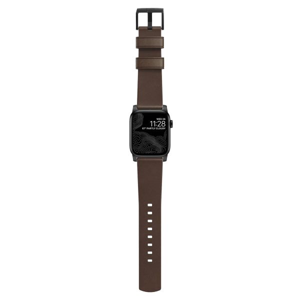 Nomad Bracelet en cuir moderne Apple Watch Series 1-9 / SE - 38/40/41 mm / Series 10 - 42 mm - Marron/Noir