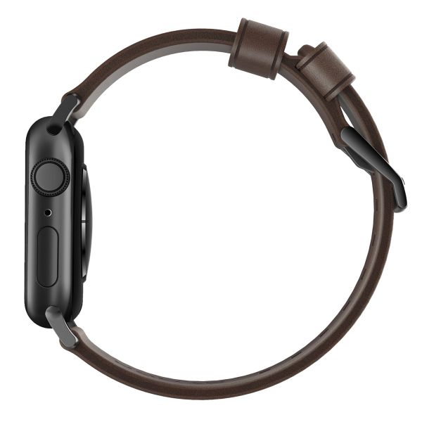 Nomad Bracelet en cuir moderne Apple Watch Series 1-9 / SE - 38/40/41 mm / Series 10 - 42 mm - Marron/Noir