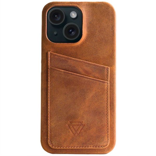 Wachikopa Coque Full Wrap C.C. avec 2 porte-cartes iPhone 15 - Camel