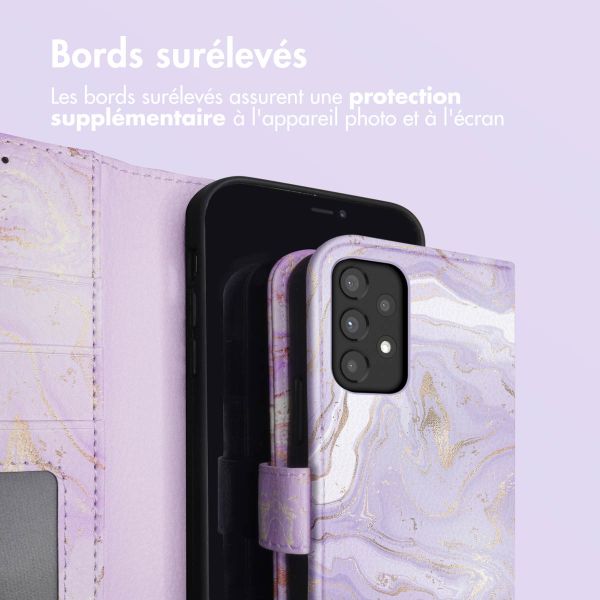 imoshion Étui de téléphone portefeuille Design Samsung Galaxy A33 - Purple Marble