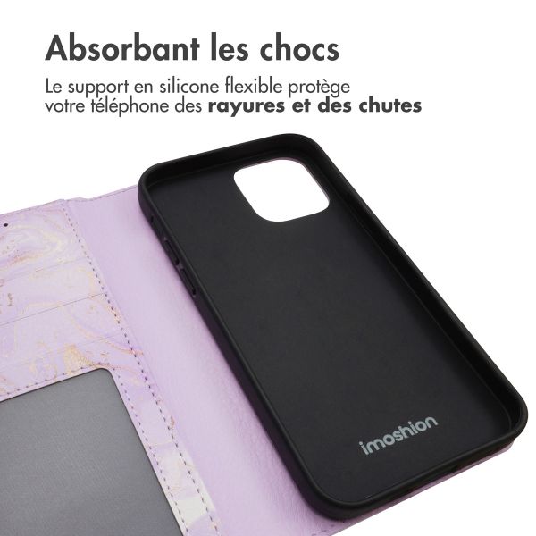 iMoshion Étui de téléphone portefeuille Design iPhone 14 - Purple Marble