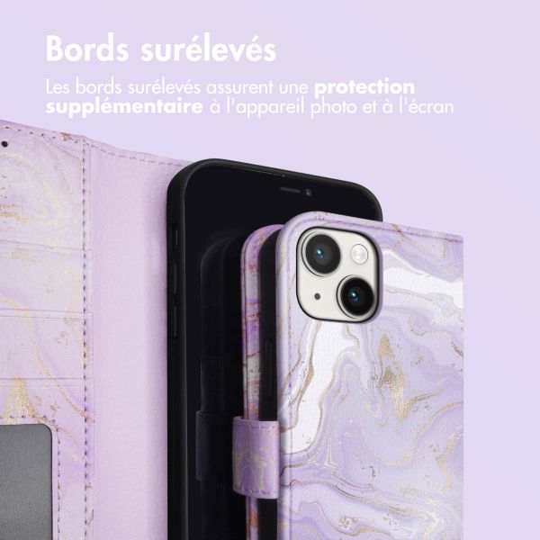 imoshion Étui de téléphone portefeuille Design iPhone 14 - Purple Marble