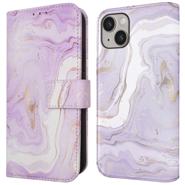 imoshion Étui de téléphone portefeuille Design iPhone 14 - Purple Marble