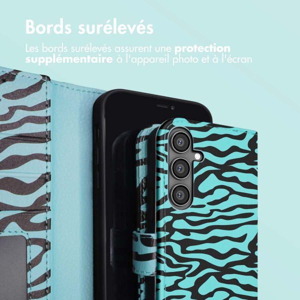 imoshion Étui de téléphone portefeuille Design Samsung Galaxy S23 FE - Black Blue Stripes