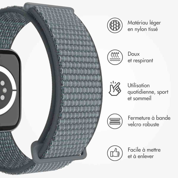 imoshion Bracelet en nylon⁺ Apple Watch Series 1-10 / SE / Ultra (2) - 42/44/45/46/49 mm - Ash Green