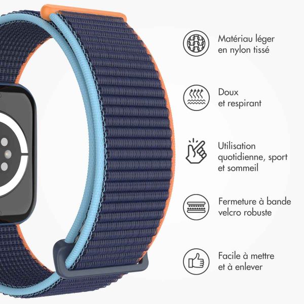 imoshion Bracelet en nylon⁺ Apple Watch Series 1-10 / SE / Ultra (2) - 42/44/45/46/49 mm - Dark Navy Blue