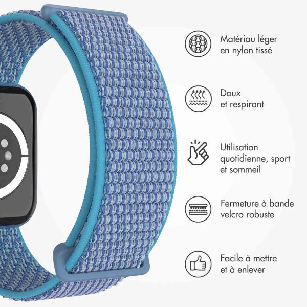 imoshion Bracelet en nylon⁺ Apple Watch Series 1-10 / SE / Ultra (2) - 42/44/45/46/49 mm - Marine Blue