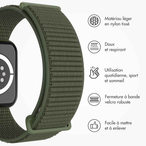 imoshion Bracelet en nylon⁺ Apple Watch Series 1-10 / SE / Ultra (2) - 42/44/45/46/49 mm - Army Green