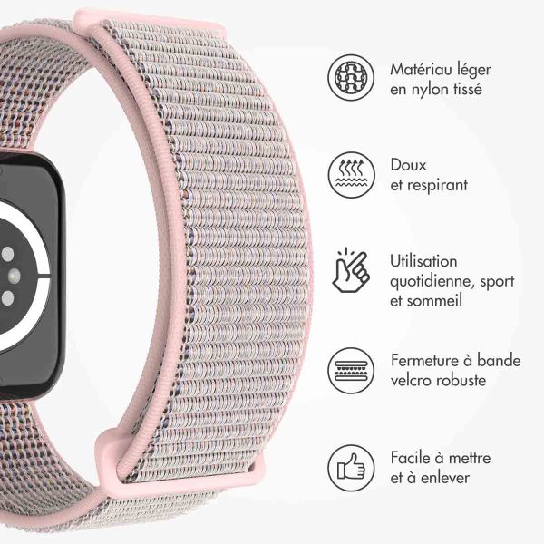 imoshion Bracelet en nylon⁺ Apple Watch Series 1-10 / SE / Ultra (2) - 42/44/45/46/49 mm - Pink Sand