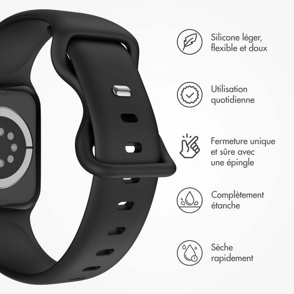 imoshion Bracelet en silicone⁺ Apple Watch Series 1-10 / SE / Ultra (2) - 42/44/45/46/49 mm - Noir - Taille M/L