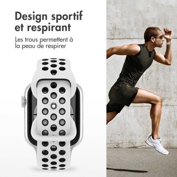 imoshion Bracelet sport⁺ Apple Watch Series 1-9 / SE - 38/40/41 mm / Series 10 - 42 mm - Taille S/M - Pure Platinum & Black