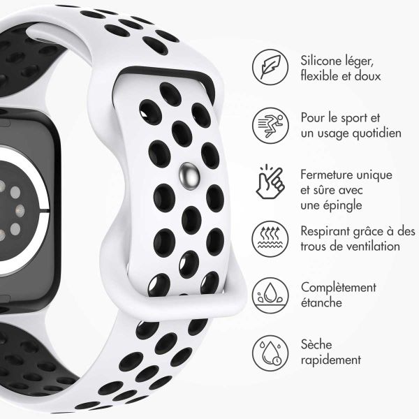 imoshion Bracelet sport⁺ Apple Watch Series 1-9 / SE - 38/40/41 mm / Series 10 - 42 mm - Taille S/M - Pure Platinum & Black