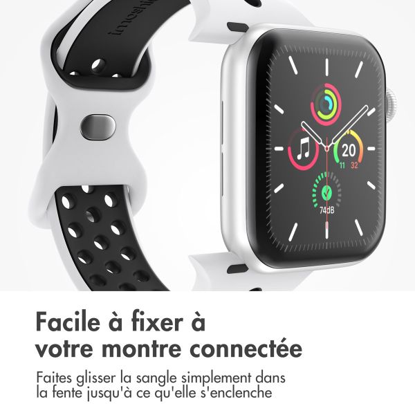 imoshion Bracelet sport⁺ Apple Watch Series 1-9 / SE - 38/40/41 mm / Series 10 - 42 mm - Taille S/M - Pure Platinum & Black