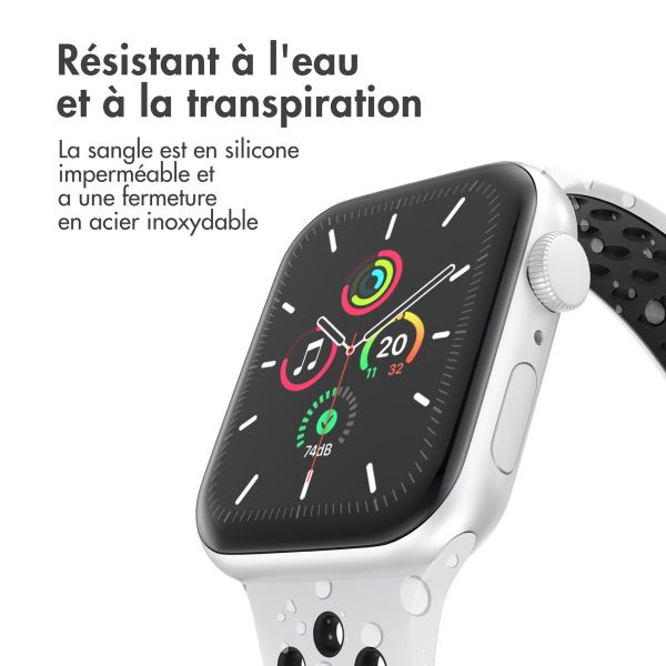 imoshion Bracelet sport⁺ Apple Watch Series 1-9 / SE - 38/40/41 mm / Series 10 - 42 mm - Taille S/M - Pure Platinum & Black